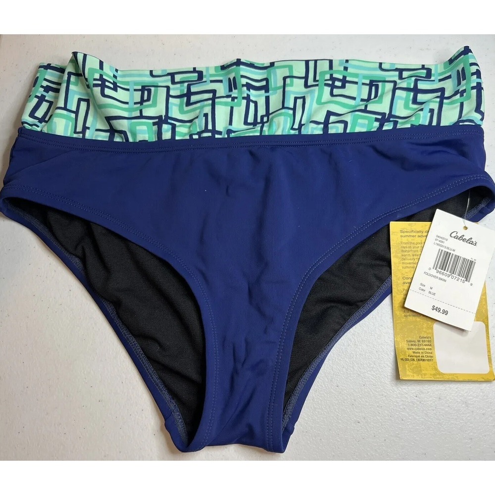 Cabela's Fold-over‎ Bikini Bottoms Size Medium Geometric Pattern Swimwear NWT